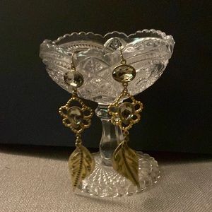 Floral motif long dangle drop earrings